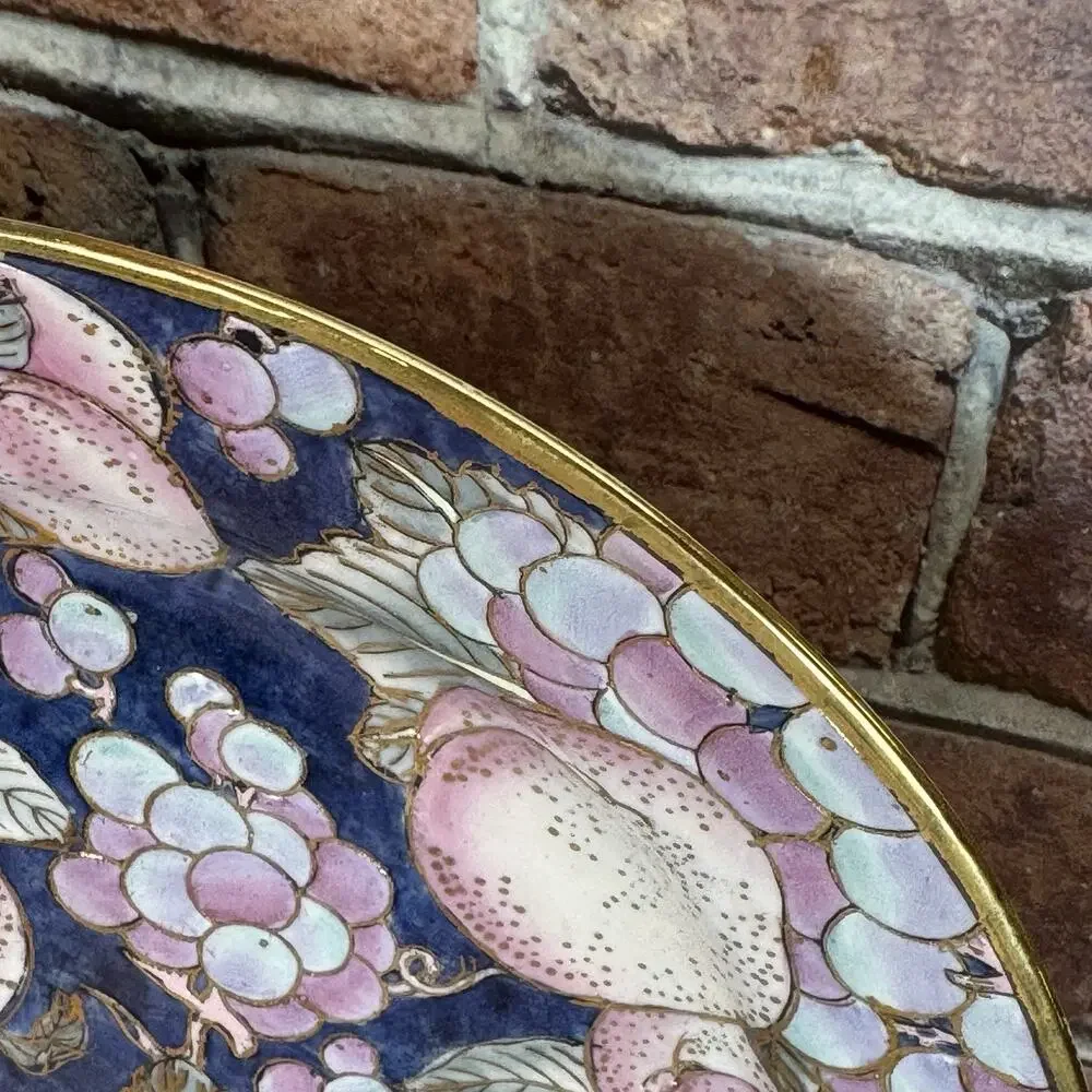 TOYO MACAU Porcelain Plate Hand Painted‎ Gold Moriage & Enamel Plums China